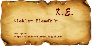 Klekler Elemér névjegykártya